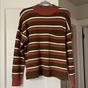 Madewell Rust and Brown Striped Sweater